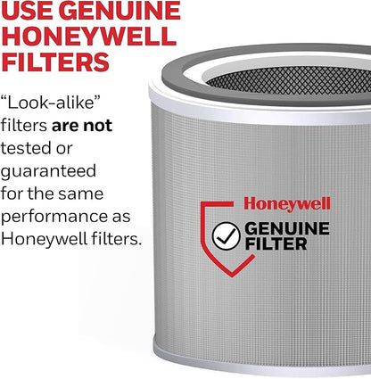 Honeywell Allergen Plus Compact HEPA Small Room Air Purifiers for Home, Up to 530 Ft² Coverage, 3-in-1 Filter, Pet Dander, Smoke & Odor Reducer Air Quality Sensor with Auto Mode, White, HPA125W