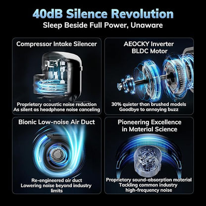AEOCKY 50 Pint/Day Compressor Dehumidifier, 3500Sq.Ft for Basement, Home, Bedroom, Bathroom, with Drain Hose, Intelligent Humidistat, Quiet