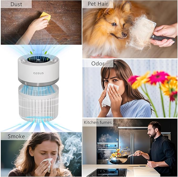 AZEUS EPI810 Air Purifier, (white) Portable Desktop Air Purifier
