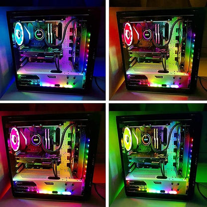 PC Addressable RGB LED Strip Lights Kit - Magnetic PC Case Lighting, 2PCS 42LEDs ARGB Strip for 5V 3pin RGB Header Motherboard Asus Aura, Asrock RGB Led, Gigabyte RGB Fusion, Mystic Light