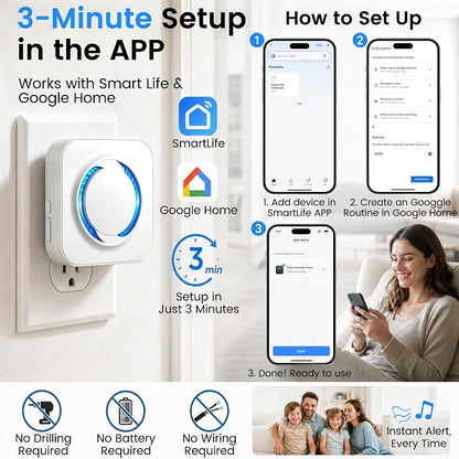 LUCKYDUO WiFi Chime for Nest Doorbell, 32 Tones, LED Flash, 999+ Expandable
