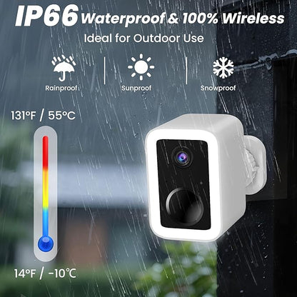 【2 Pack】Security Cameras Wireless Outdoor, No Subscription Outdoor Cameras Wireless for Home Security, Integrated Spotlight & Siren, Human Motion Detection, Support 5G & 2.4GHz WiFi, IP66 Weatherproof