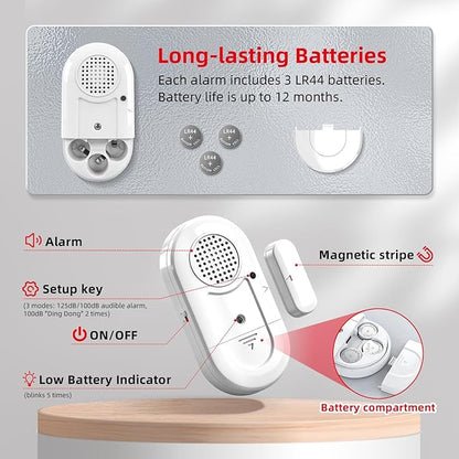 Sanjie Door Alarms When Opened,Door Window Alarm Sensors for Kids Safety/Home Security/Pool/Garage/Dementia/Toddler/Travel Security,Easy to Install,Volume Control/Loud Alert,Long Battery Life,8 Pack