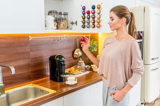 Demi's Home Adhesive Coffee Pod Holder for Nespresso Vertuo Capsules (Measure Before Purchase) - Suitable to be Mounted Inside/Under the Cabinet or on the Wall (Transparent)
