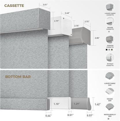 HeyBlinds Motorized Blinds with Remote, 100% Blackout Smart Blinds, Automatic Shades for Windows Compatible with Alexa Google and Homekit, Custom Size(Silver Lining-Misty Grey BO)