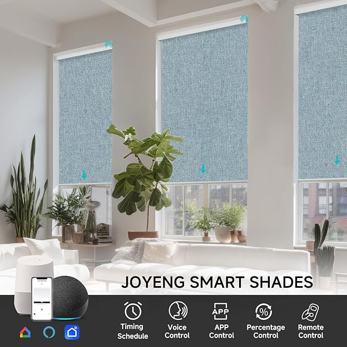 Custom Motorized Blinds with Remote, Automatic Electric Blackout Smart Blinds for Windows, Motorized Window Roller Shades Compatible with Alexa Google for Home Office, 25" W x 72" H