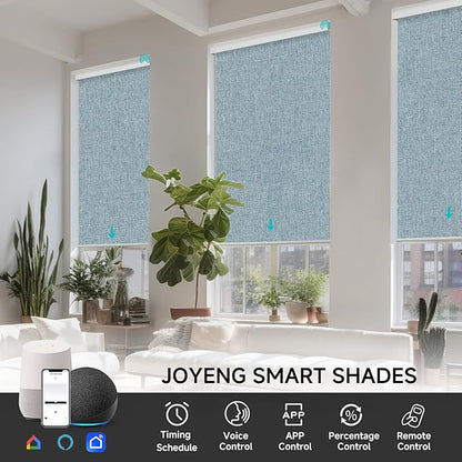 Custom Motorized Blinds with Remote, Automatic Electric Blackout Smart Blinds for Windows, Motorized Window Roller Shades Compatible with Alexa Google for Home Office, 31" W x 72" H