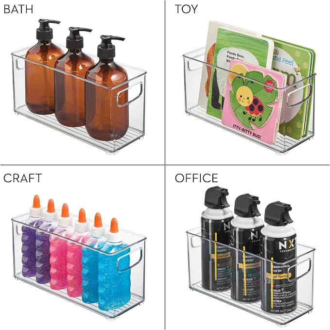 iDesign Stackable Plastic Handle Bin Storage Organizers, 18 Pack, Clear | For Kitchen, Fridge, Pantry, Home, Assortment Set