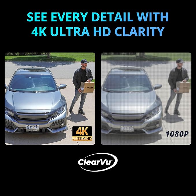 Defender AI Powered 4K Guard Pro 8MP WiFi 6/Bluetooth, Plug-in Power Wireless Security Camera Outdoor - Camera for Home Security with Smart AI Human Detection, Two-Way Talk, Works w/Guard App