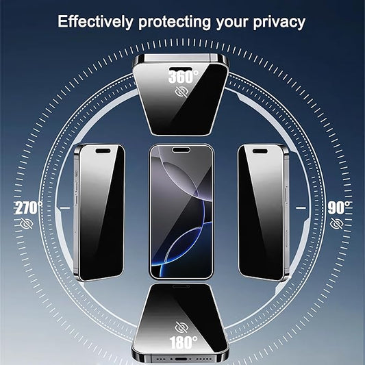 Ailun 3 Pack 4 Way 360 Degree Privacy Screen Protector for iPhone 16 Pro [6.3 inch], Face ID Sensitive,4 Directions Horizontal and Vertical All Around Anti Spy Tempered Glass Film[9H Hardness]-HD