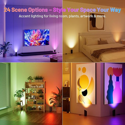 2 Pack Smart Up Lights Indoor: Dimmable RGBW Floor Can Lights, Alexa