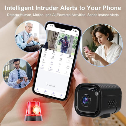 Mini Camera for Home Security,2K Indoor Camera,2.4G WiFi Cam,Black