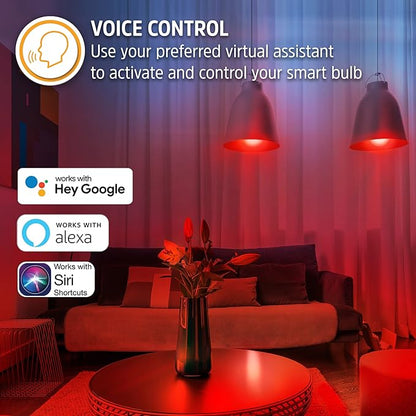 XTREME Energizer Connect Smart A19 LED White & Multi-Color RGB Light Bulb with Voice Control and Remote Access Through Your Smartphone | Compatible with Alexa and Google Assistant, 4 Pack