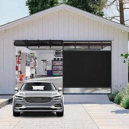 Privacy Garage Door Screen Blackout for 1 Car Garage-9x8FT Heavy Duty Magnetic Garage Screen,Thicker 265g/㎡ Mesh, Hands Free, Magnetic Privacy Garage Screen Door (Black, 9 * 8FT)