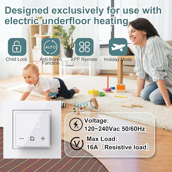 HEATIT WiFi Programmable Thermostat for Electric Floor Heating, Touchscreen