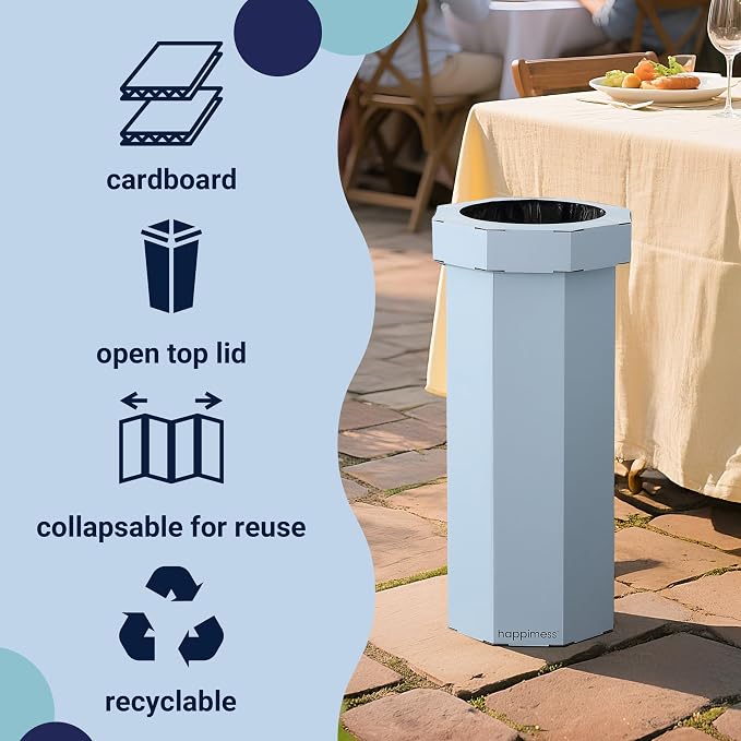 happimess Fleur 25 Gal Trash Can Bin, Tide Pool Blue, Set of 2
