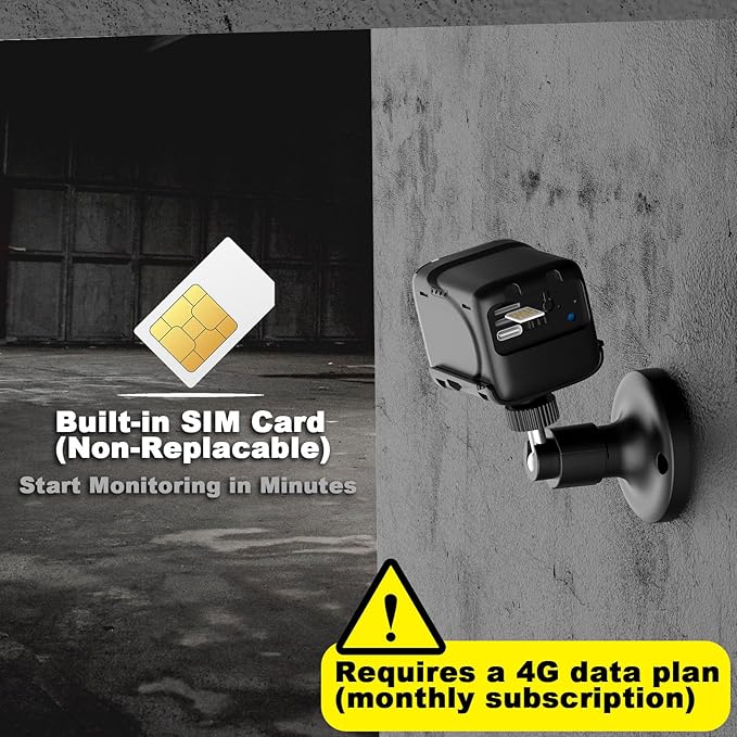 4G LTE Cellular Small Security Camera, No WiFi Security Camera with Night Vision, PIR Motion, SIM Card, 15-Day Battery Standby, Portable Magnetic Survelliance Cam for RV, Indoor, Barn, Farm