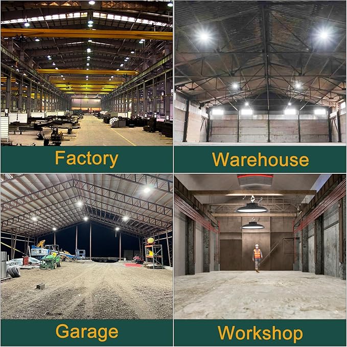 2Pack 600W UFO LED High Bay Light 5000K Daylight, 90,000 Lumens Super Bright, 100-277V Wide Voltage, Commercial High Bay Lighting for Warehouse Factory Gym, 3.3' Cable & US Hook, Plug& Play