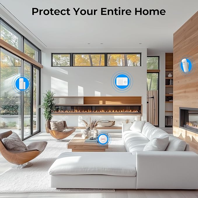 Home Security System - Alarm 5-Piece Kit Compatible with Alexa,Tuey and Smart Life (No Contract) (5 Pack Alarm System)