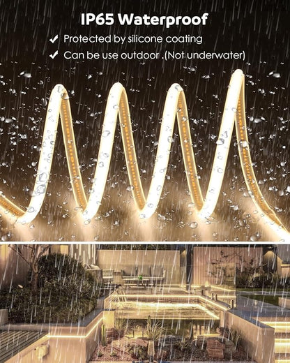 Aclorol 120V COB LED Strip Lights 16.4FT/5M Flexible COB LED Lights 3000K Warm White AC 110V-120V LED Flex Lights Strip Plug in High Density COB LED Rope Light for Outdoor Bedroom Patio Garden Decor