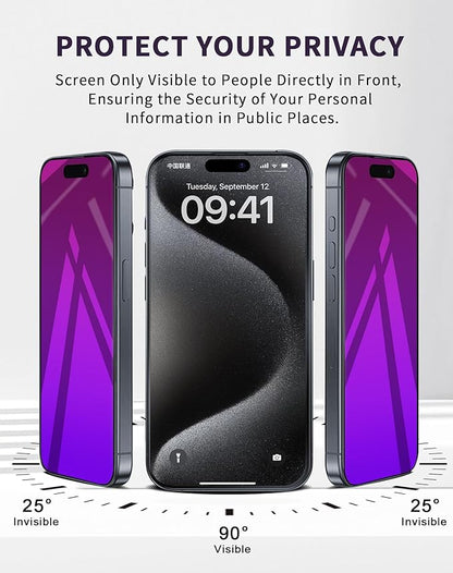 2 Pack for iPhone 14 Pro Max Privacy Screen Protector Tempered Glass for iPhone14ProMax 6.7inch Anti-Spy Private Glass Film Anti-Blue Light No Bubble Anti-Scratch Full Coverage Gradient Purple