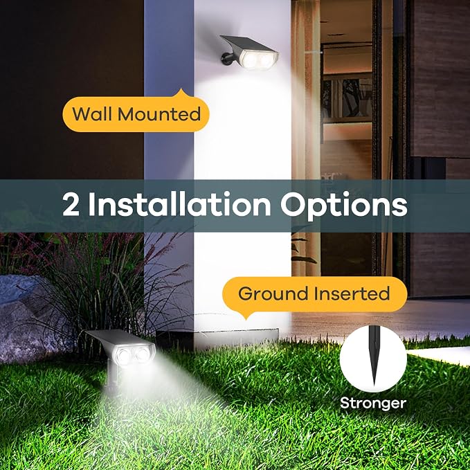 Linkind Solar Lights Outdoor Waterproof Landscape Spotlight Daylight 6 Pack | Starray, 3 Lighting Modes, 6500K, Dusk to Dawn, Auto On Off for Landscape Garden Yard Tree Flag Pathway Patio House Sign