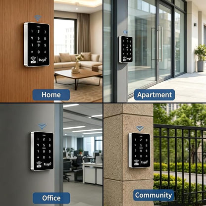 WiFi Tuya Access Control Kit, 180kg/350lb Magnetic Lock,3000 Users | Waterproof Keypad With Power supply, Exit button, and 15 ID key fobs for home office gate security
