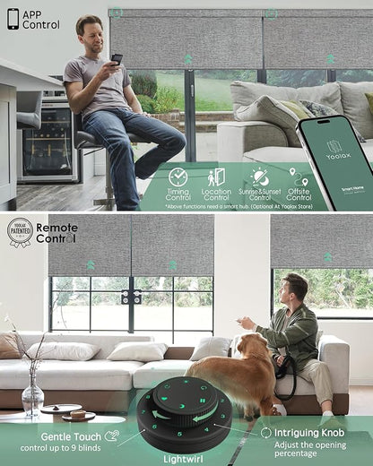 Yoolax Motorized Blinds with Remote, Designer Smart Blinds Work with Alexa, Google, Apple Homekit, 100% Blackout Motorized Shades Custom Electric Shades Voice Control (V-Canyon Gray)