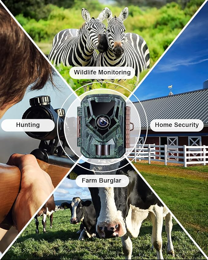 KJK 2 Pack Trail Cameras 36MP 2.7K, 8AA Batteries, Game Camera with Night Vision Motion ActivatedWaterproof lP66 0.1s Trigger Time w/ 130°Wide-Angle TrailCam for Wildlife Monitoring