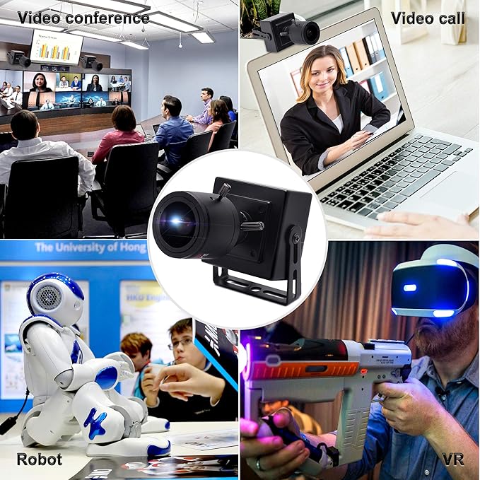 3MP USB Camera 2.8-12mm varifocal Lens Webcam Webcamera for Windows Android Linux Mac Video Comference Webcams Plug &Play OTG USB 2.0 Compact Security Camera