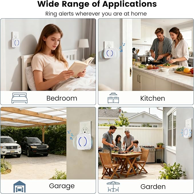 LUCKYDUO Smart Wireless Doorbell Chime - Compatible with Blink, Ring, Google Nest Video Doorbells, APP Setup, 5 Adjustable Volume Ringer, Wireless Door Bells Chimes for Business/Home, White