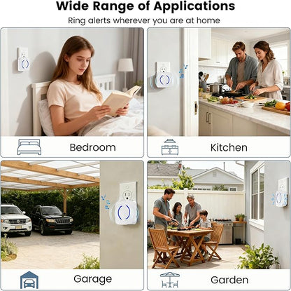LUCKYDUO Smart Wireless Doorbell Chime - Compatible with Blink, Ring, Google Nest Video Doorbells, APP Setup, 5 Adjustable Volume Ringer, Wireless Door Bells Chimes for Business/Home, White