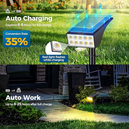 WENATY Solar Lights Outdoor Waterproof IP65, [12 Pack/4 Modes] Spot Solar Light for Outside, Dusk to Dawn LED Solar Powered Yard Garden Landscape Lighting Spotlights for Path Patio Walkway, Warm White