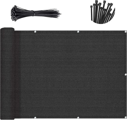 Sunny Guard Customized 2'6''x11' Black Balcony Privacy Screen,90% Shade Apartments Fence Cover,Heavy Duty Mesh Windscreen for Deck,Outdoor,Backyard,Patio