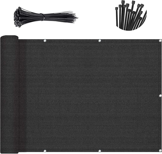 Sunny Guard Customized 2'6''x1' Black Balcony Privacy Screen,90% Shade Apartments Fence Cover,Heavy Duty Mesh Windscreen for Deck,Outdoor,Backyard,Patio