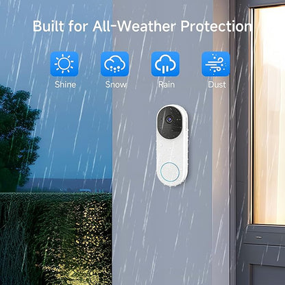 Noorio Wireless Doorbell Camera with Rechargeable Battery, 2K+ Resolution, 2-Way Audio, Color Night Vision, AI Motion Detection, Smart Video Doorbell Compatible with Alexa, D110