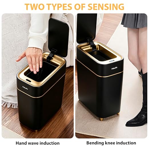 Pukomc Motion Sensor Wastebasket,2.3 Gallon Bathroom Trash can with lid