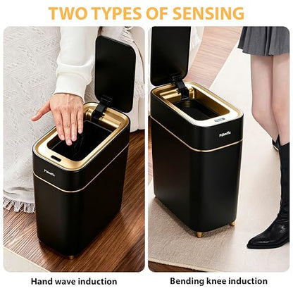Pukomc Motion Sensor Wastebasket,2.3 Gallon Bathroom Trash can with lid