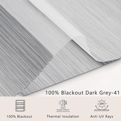 Bringnox Smart Motorized Zebra Roller Blinds - 100% Blackout, Remote Control, Works with HomeKit, Google Home & Alexa via Hub, Custom Size (100% Blackout Dark Grey-41)