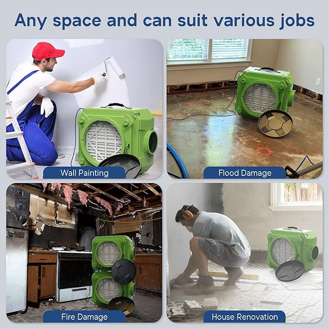 ALORAIR CleanShield HEPA 550 Industrial Commercial HEPA Air Scrubber for Damage Restoration, cETL Listed, GFCI Outlet, 10 Years Guarantee, Green(Pack of 4)