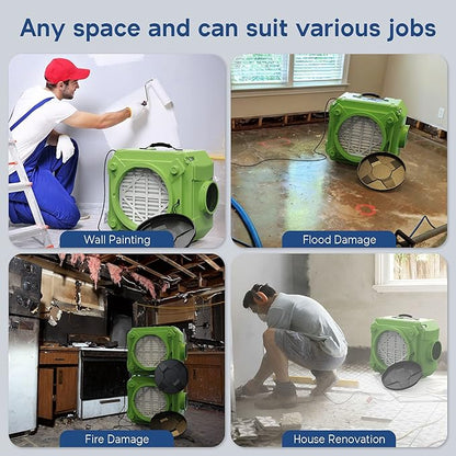 ALORAIR CleanShield HEPA 550 Industrial Commercial HEPA Air Scrubber for Damage Restoration, cETL Listed, GFCI Outlet, 10 Years Guarantee, Green(Pack of 4)