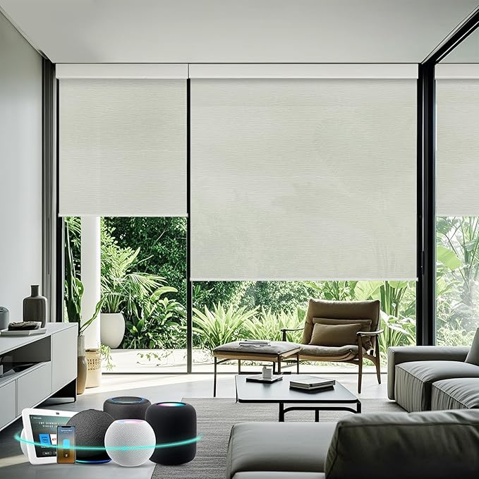 Aprilsmart Motorized Blinds with Remote,Light Filtering Motorized Roller Shades Work with Apple Homekit,Alexa,SmartThings,Google Home,Customize Blinds(Sample-13)
