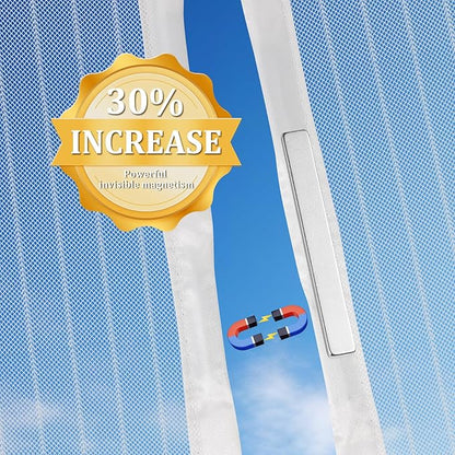 Magnetic Screen Door - Self Sealing, Heavy Duty, Hands Free Mesh Partition Keeps Bugs Out Let Breeze in- Pet and Kid Friendly - Keep Open Feature (White, Fit Door Size 38 x 82 Inch)