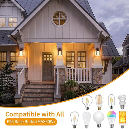 2 Pack Motion Sensor Outdoor Light Fixtures Wall Mount, Oil Rubbed Bronze Front Porch Lights, Dusk to Dawn Exterior Wall Sconce, Waterproof Lantern Lamp,Outside Coach Light for House,Garage,Yard