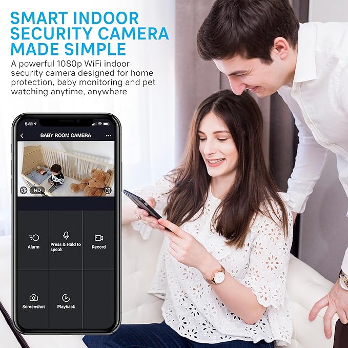 Geeni Vivid Indoor Smart Security Camera – HD Live Stream Camera for Indoor Home Monitoring with Night Vision, 2-Way Audio, Flexible Mount, Micro SD Slot, Motion Detection & App Control – 1Pack, White