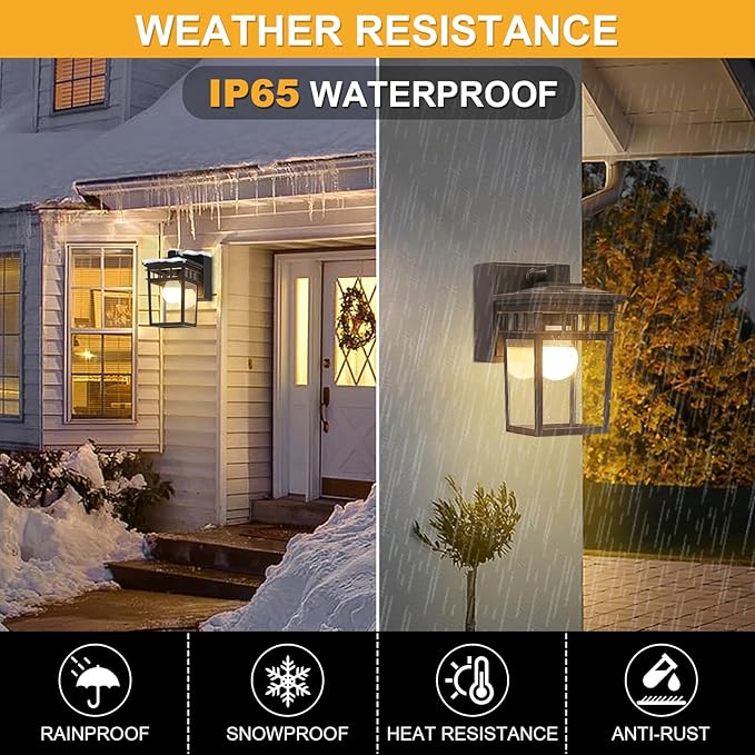 2 Pack Porch Lights with GFCI Outlets, Dusk to Dawn Outdoor Lighting Exterior Light Fixtures Wall Mount, Waterproof Alunmium Wall Sconces for House Patio Garage Front Door, 9W LED Bulbs Included(ORB)
