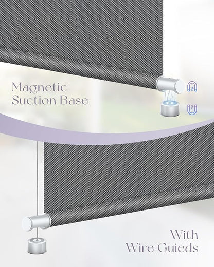 Graywind Motorized Outdoor Shades for Patio, Work with Alexa & Google, Solar Powered Electric Roller Shades for Outside, Custom Size (3% Openness, Black Pearl)