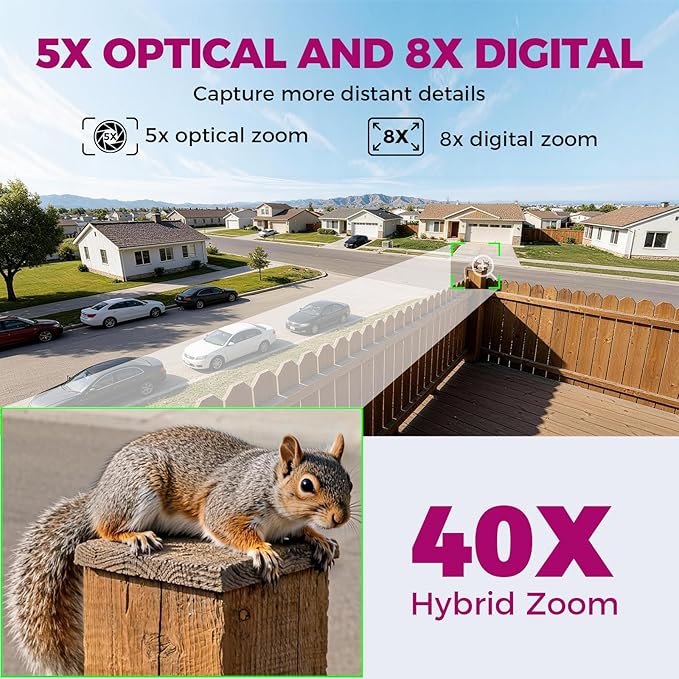 xmartO Vandal-Proof 4K PTZ Security Camera, 5X Zoom Outdoor WiFi Dome with Floodlights & Siren, 24/7 AI Human Detection, Two-Way Talk, IP66 Weatherproof, SD Card/Cloud/NVR Storage