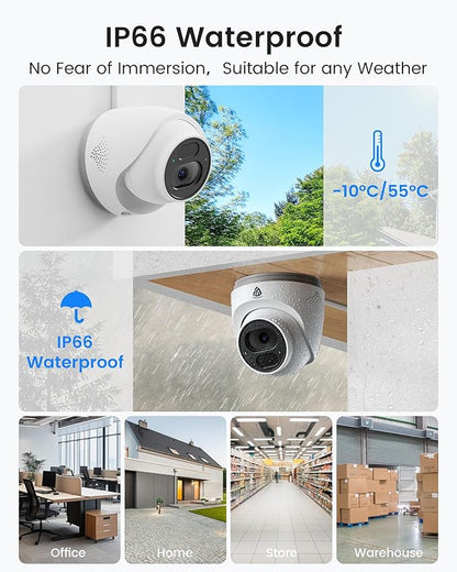Smart 4K PoE Security Camera System, 8pcs 4K 8MP Wired PoE IP Cameras with Person/Vehicle Detection, 8CH NVR with 2TB HDD, 2-Way Audio, 100ft IR Night Vision, 24/7 Recording