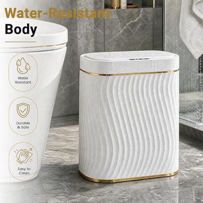 Ogikey Bathroom Trash Can with Lid, 5 Gallon Automatic Touchless Garbage Can, Motion Sensor Smart Trash Bin, Slim Waterproof Waste Bin for Living Room, Bedroom, Office, Kitche
